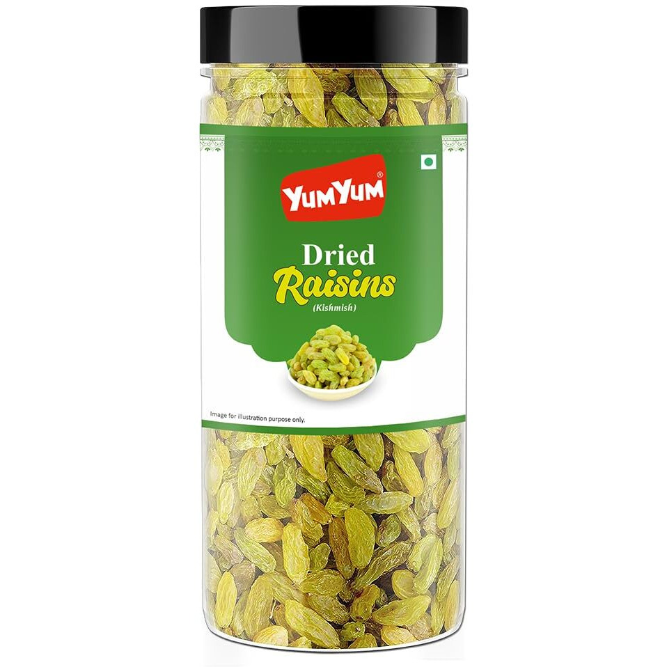 YUM YUM Premium Green Raisins Kishmish Dry Fruits 250g Jar