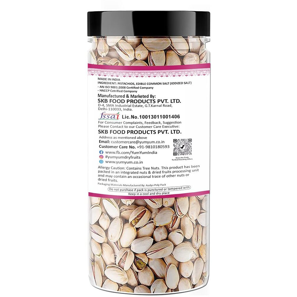 YUM YUM Premium California Roasted & Salted Pistachios 250g| Pista Dry Fruit| Tasty & Healthy| High in Protein & Dietary Fiber | Gluten Free & Low Calorie Nuts