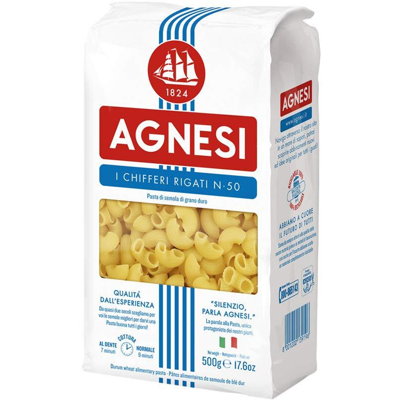 Agnesi Chifferi Rigati Pasta, 500g, Pack of 2, Product of Italy