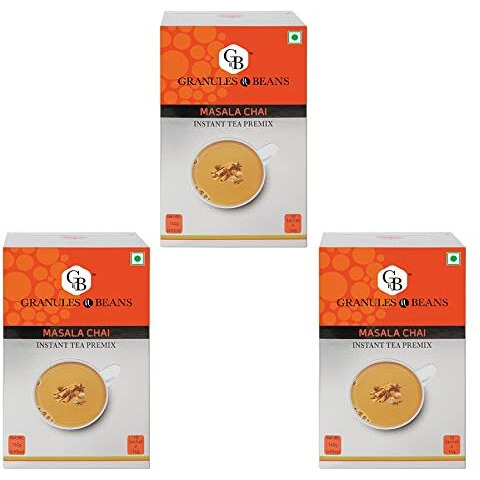 GnB GRANULES n BEANS Assam, Masala Chai Instant Tea Premix - (10 Sachet X 14 Gram 140 Gram) (Pack Of 3)