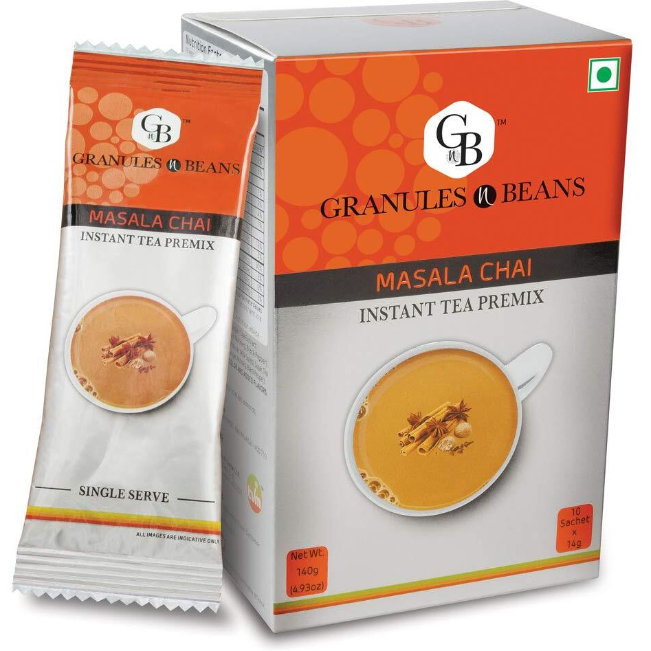 GnB GRANULES n BEANS Assam, Masala Chai Instant Tea Premix - (10 Sachet X 14 Gram 140 Gram) (Pack Of 3)