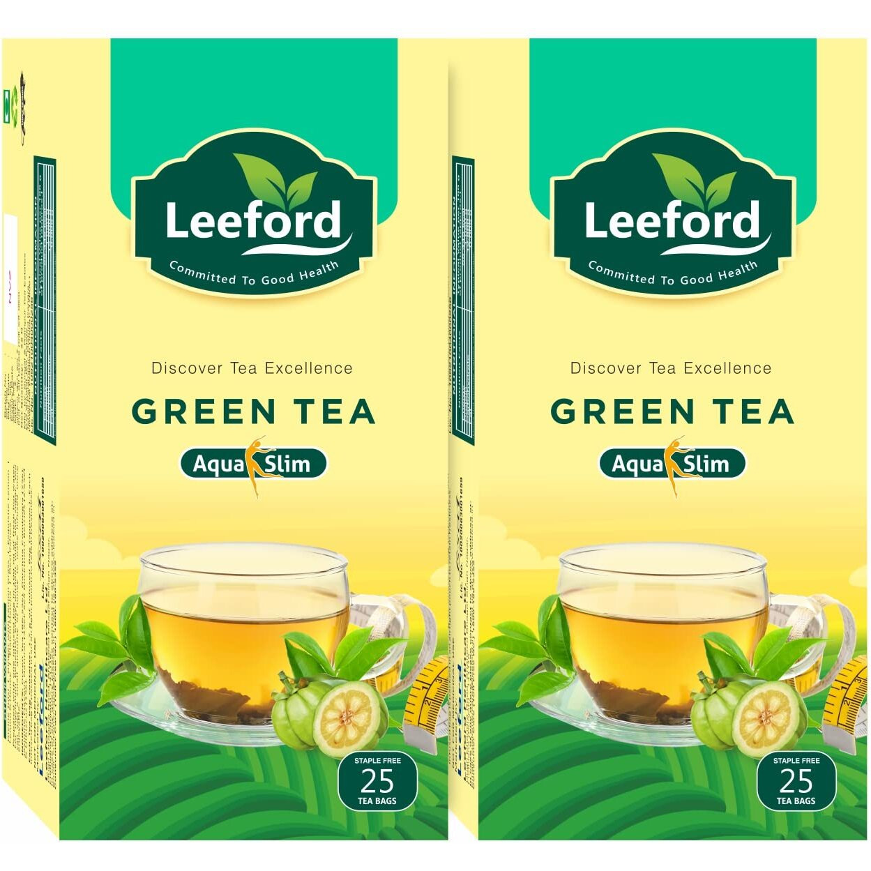 LEEFORD Green Tea Aqua Slim For Weight Loss With Healthy Benefits Pack Of 2 (25 Bags) - 1.7 Gram