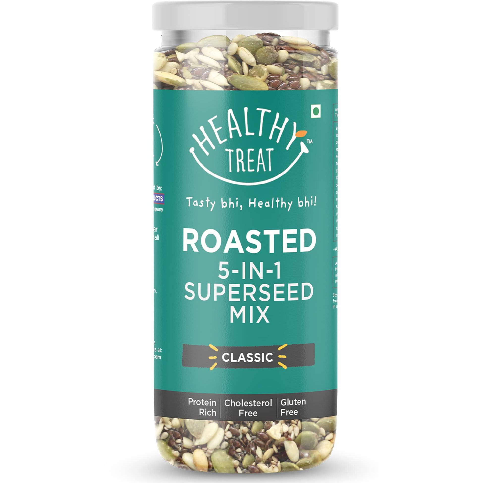 Healthy Treat Roasted 5 in 1 Super Seeds Mix 250 gm) | Trail Mix | Seeds Mix | Roasted Seeds Mix for eating | A blend of Pumpkin seeds, Flax seeds, Watermelon seeds, Chia seeds, and Sesame seeds | Mixed Seeds for Weight Loss | Healthy Diet Snacks