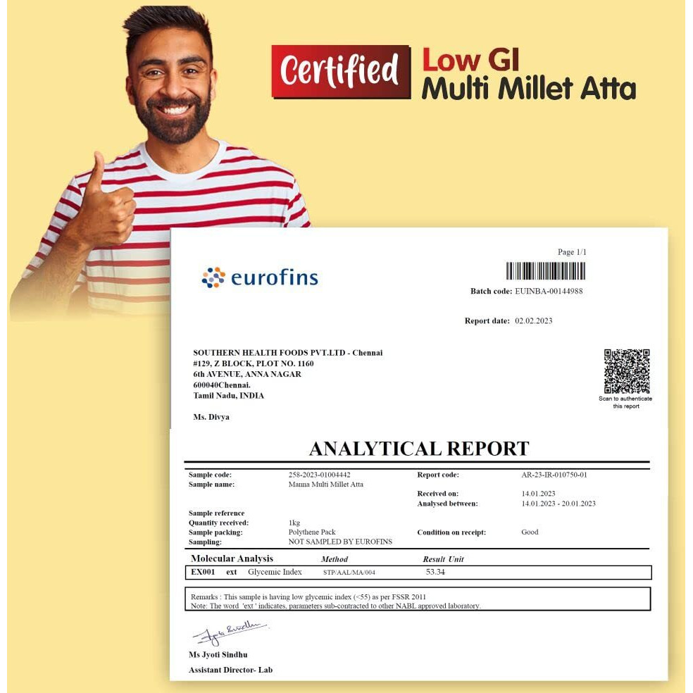 Manna Multigrain Atta/Multi Millet Atta 1Kg | Diabetic Friendly | Low GI Wheat Flour with 25% Millets | High Protein & Fibre | Low sugar | For Weight Loss