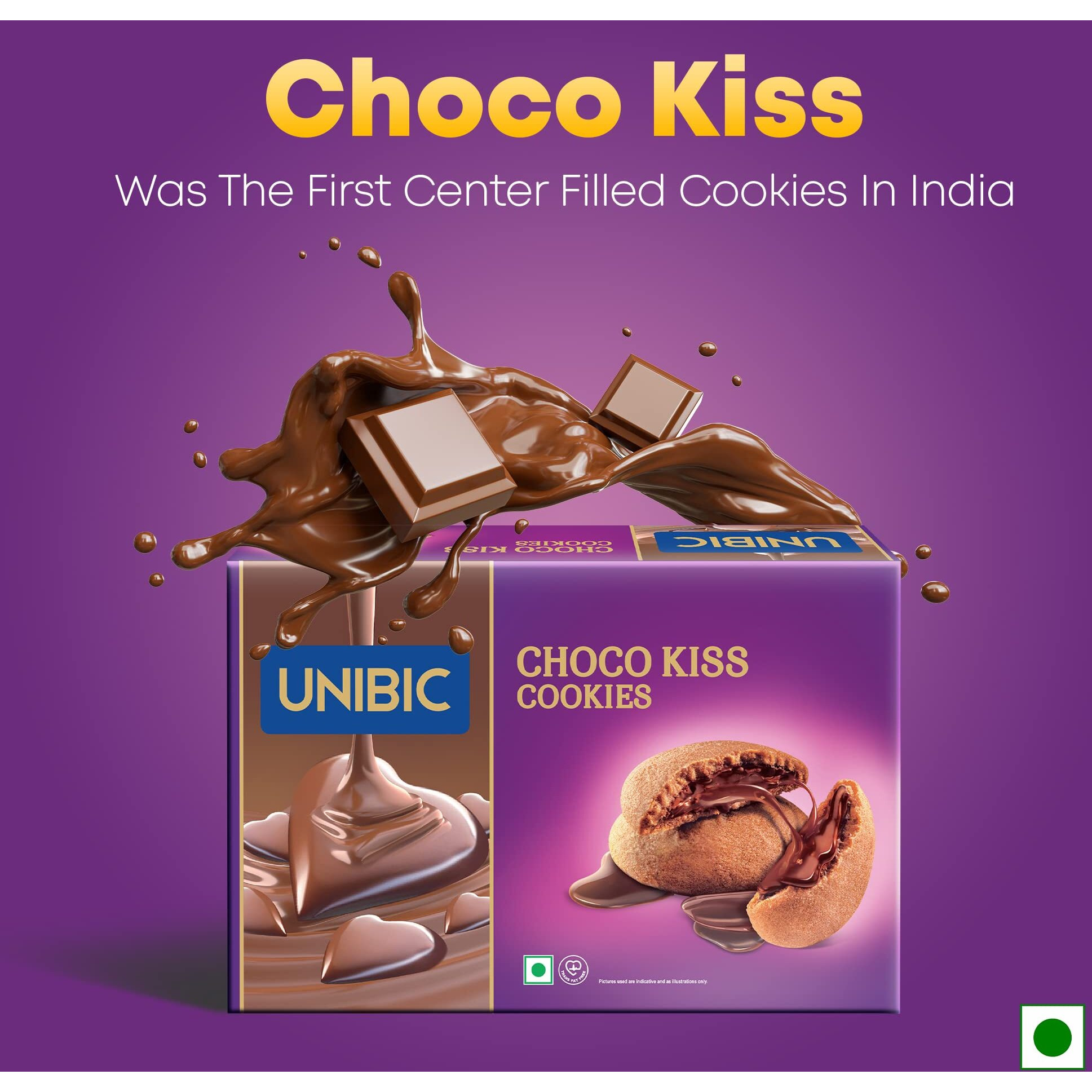 UNIBIC Foods Choco Kiss Cookies 250g (Pack of 3), Filled with Chocolate, Rich & Indulgent Snack Delicious Creamy Flavors, Crunchy and Choco Cream Centred Biscuits Made for Chocoholics