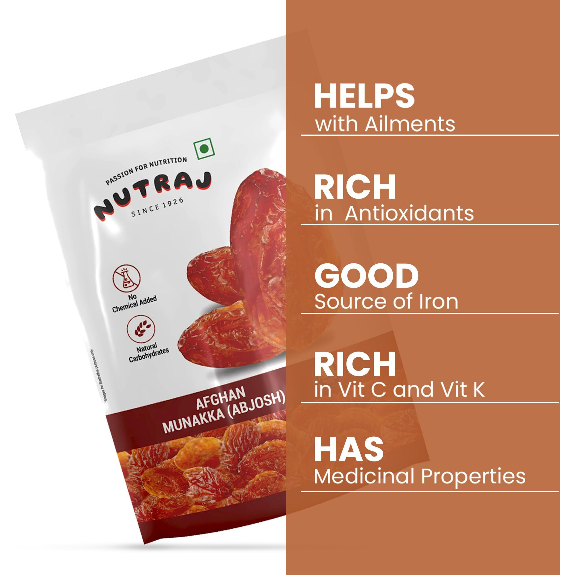 Nutraj Munakka Raisin (Abjosh) 200g | Kishmish | Munakka Dry Fruits | Delicious & Healthy Snack | Pack of 1