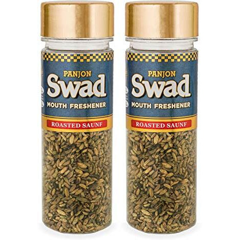 Panjon Swad Premium Mukhwas Roasted Saunf Mukhwas Digestive Mouth Fresheners | after-meal snacks 2 Bottles,120gm