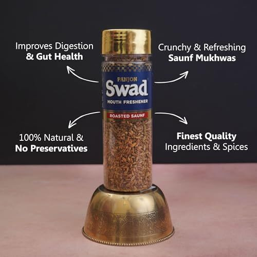 Panjon Swad Premium Mukhwas Roasted Saunf Mukhwas Digestive Mouth Fresheners | after-meal snacks 2 Bottles,120gm