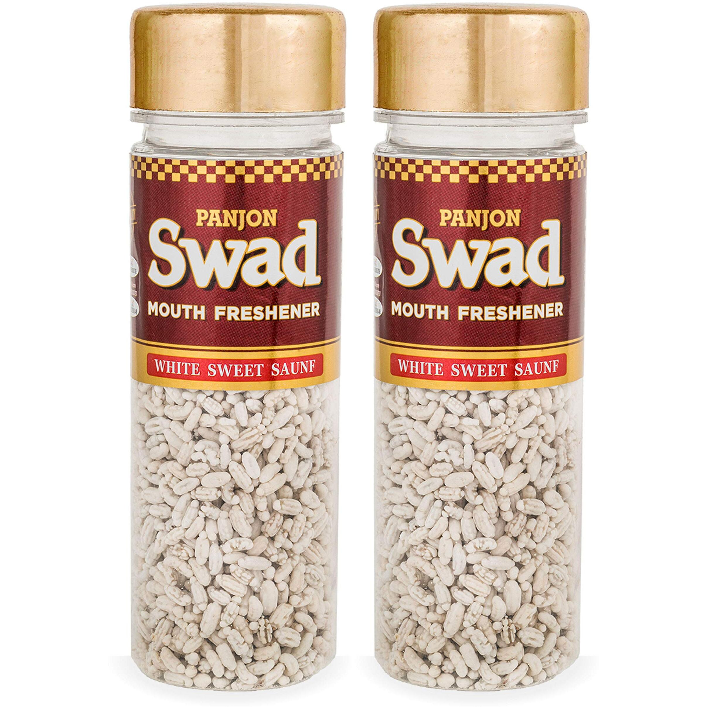Panjon Swad White Sweet Saunf Mukhwas (Pack Of 2 X 120 Grams) | Digestive Mouth Freshener | Hygienically Packed Traditional Pachak | Tasty Mouthfresheners | After-Meal Snack | Dry Mukhwas.