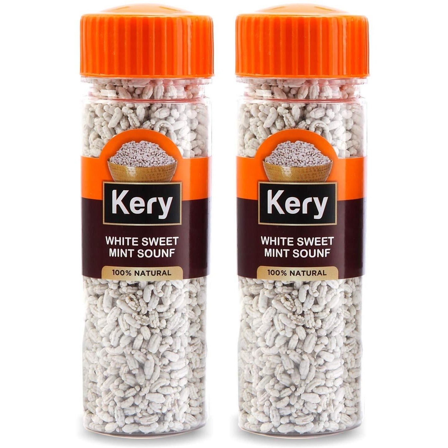 Kery White Sweet Mint Saunf Mukhwas, 2 Bottles, 240Gm (Madrasi Sounf Mouth Freshener)