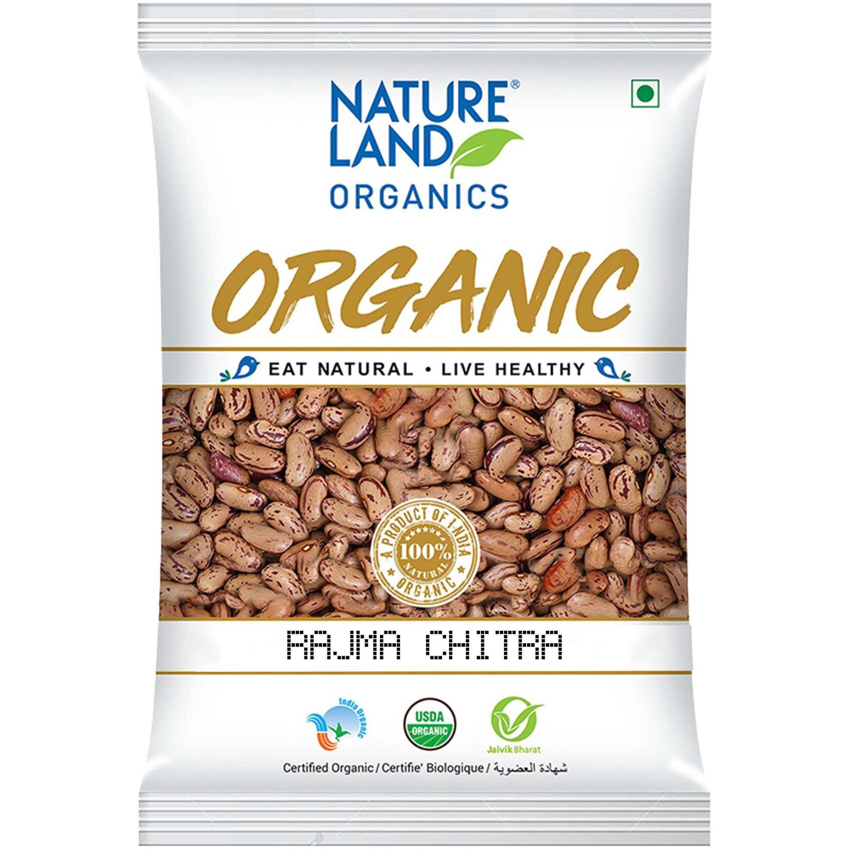 Natureland Organics Rajma Chitra 1 Kg - Organic Healthy Pulses