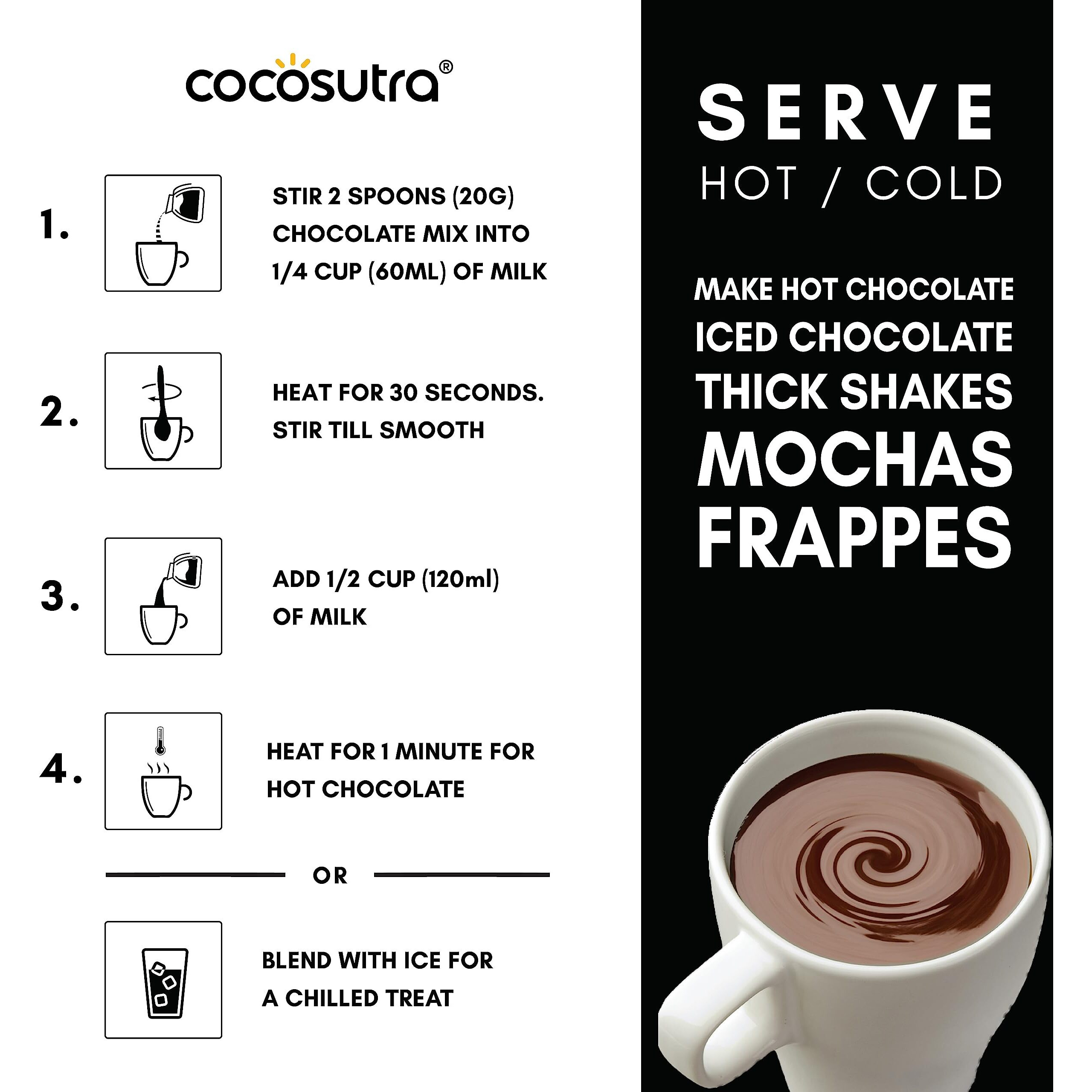 COCOSUTRA Swiss Vanilla Hot Chocolate Mix | Enjoy hot or cold | 500 g | Vegan & Gluten Free Drinking Chocolate Powder | No Preservatives | Ready in 2 Minutes | Serves 25 Cups