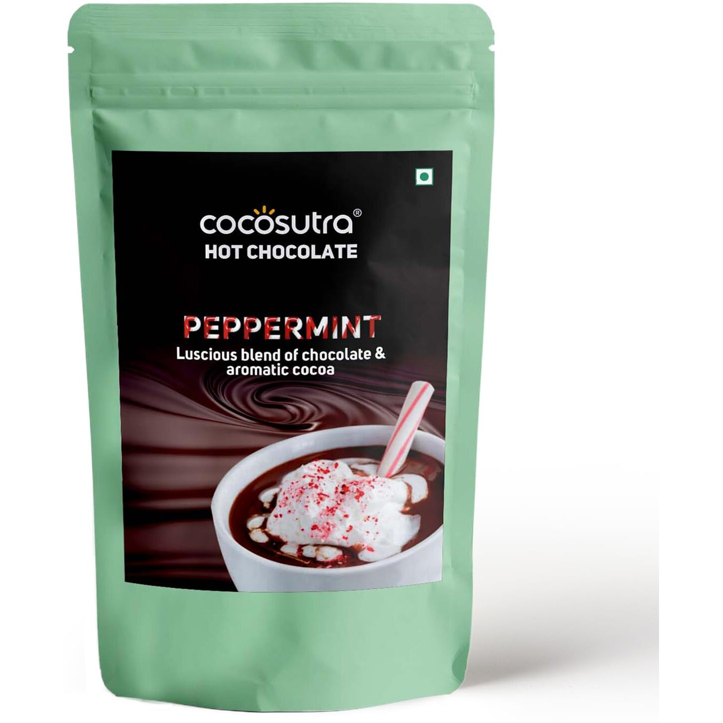 COCOSUTRA Peppermint Hot Chocolate Mix | Enjoy hot or cold | 100 gm | 100% Natural & Vegan Drinking Chocolate | Serves 4 Cups