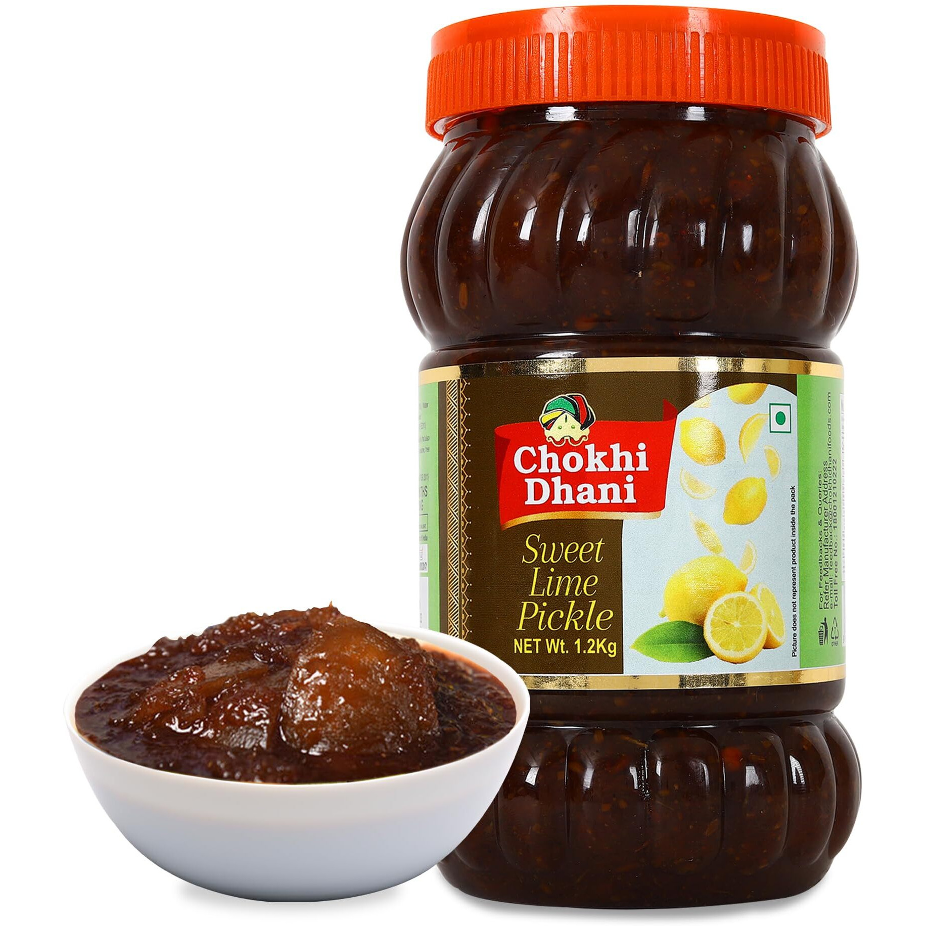 Chokhi Dhani Sweet Lime Pickle, Authentic Indian Style Tangy and Spicy Versatile Meetha Nimbu ka Achar with Preserved Aromatic Spices and Traditional Taste (Pack of 1, 1.2kg)