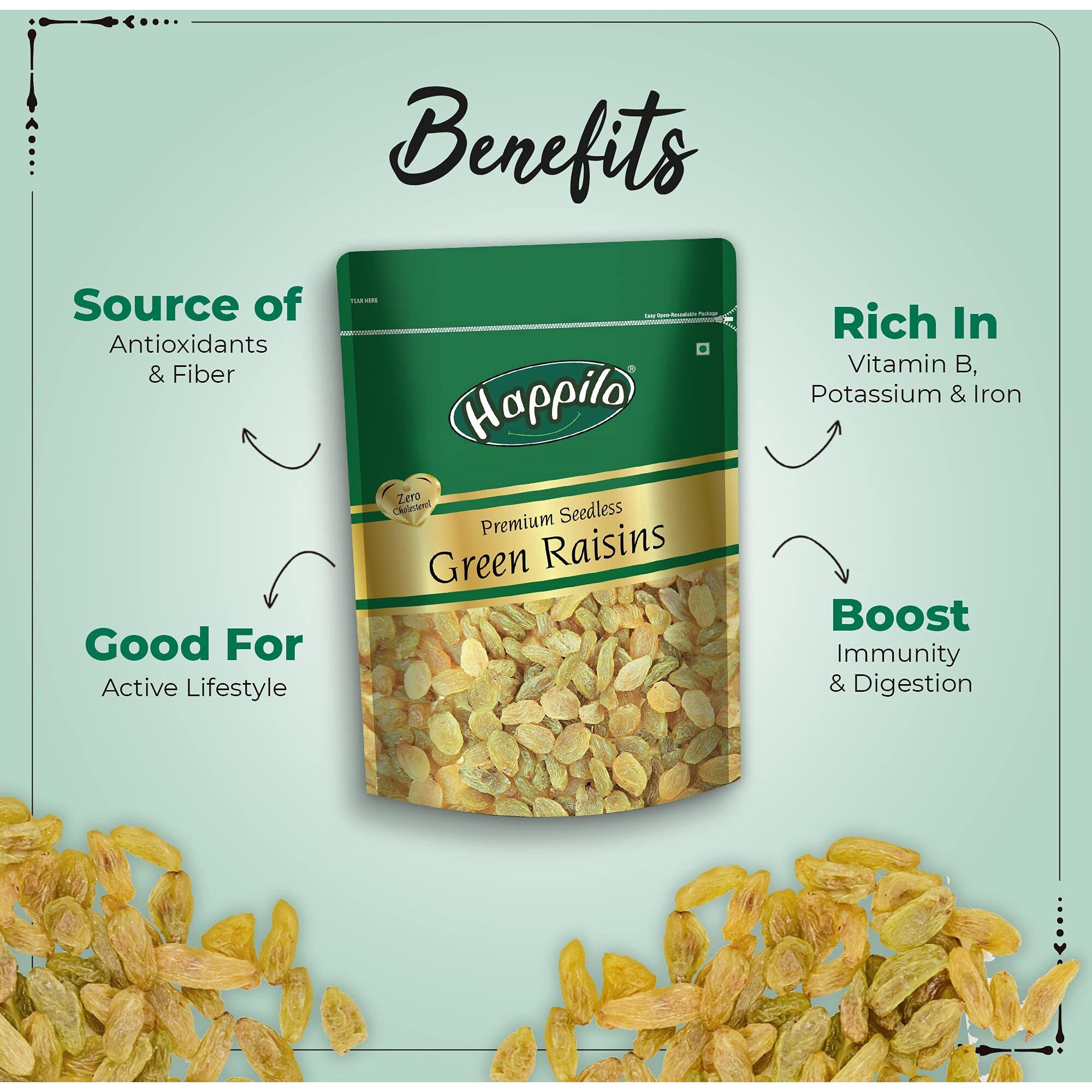 Happilo Premium Dry Fruits Combo Pack of 4 | California Almonds, Green Raisins, Whole Cashews, Raosted Pistachios | Total 850 g | Healthy Dry Fruits Snacks | Kaju, Kismis, Pista & Badam Combo