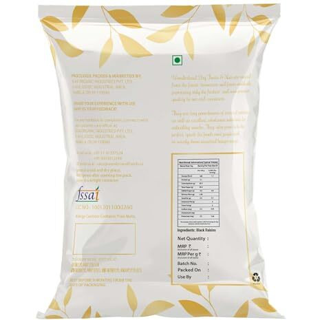 WONDERLAND FOODS Seedless Black Raisin 250g Pouch | Kali Kishmish | Dried Fruits