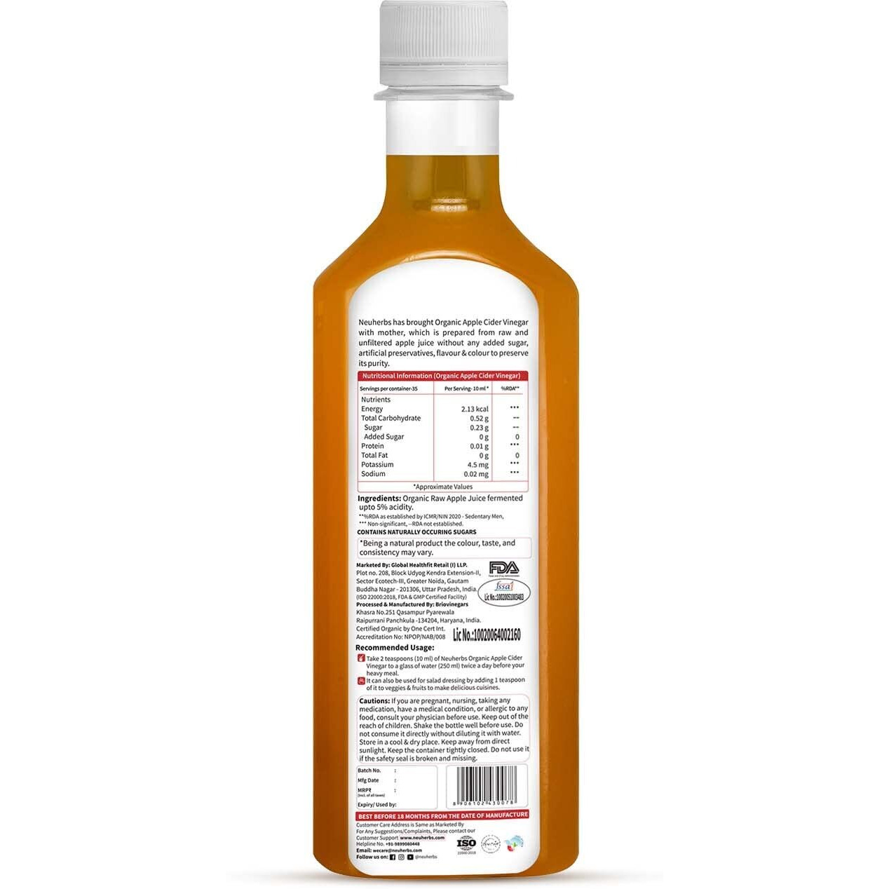 neuherbs Apple Cider Vinegar With Mother 350 Ml