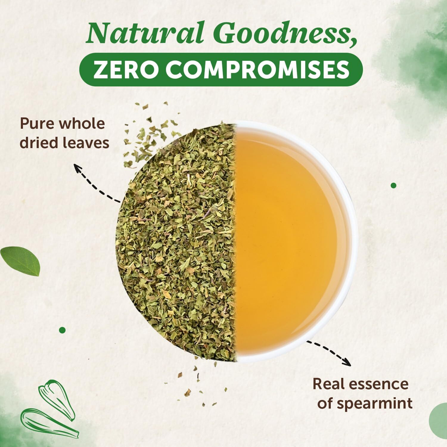 Neuherbs Spearmint Tea 100g (Pack of 1) Herbal Loose Leaf Tea To Promote Refreshment & Manage Stress | 100% Clean, Natural & Pure | Rich In Antioxidant | Caffeine Free Tea