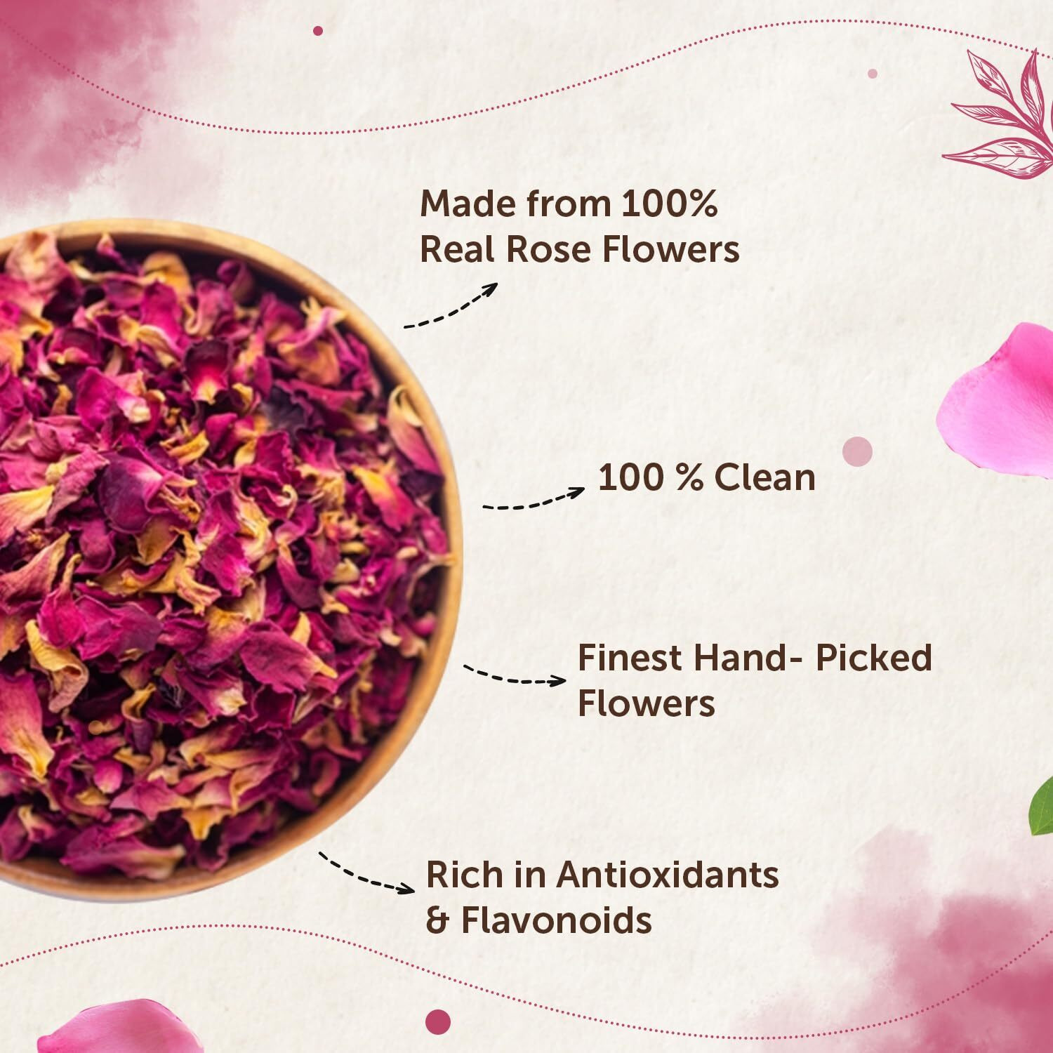 Neuherbs Rose Flower Tea 50g (Pack of 1) | Promote Skin Glow | 100% Clean, Natural & Pure | Rich In Antioxidant | Caffeine Free Tea