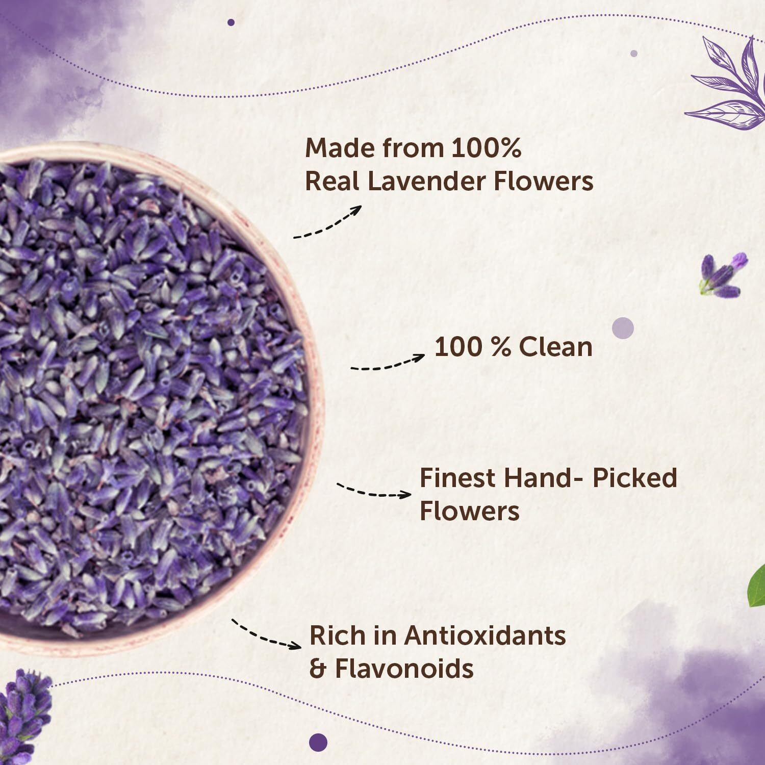 Neuherbs Lavender Tea 50g (Pack of 1) | Herbal Loose Leaf Tea To Promote Relaxation & Soothing Experience | 100% Clean, Natural & Pure | Rich In Antioxidant | Caffeine Free Tea