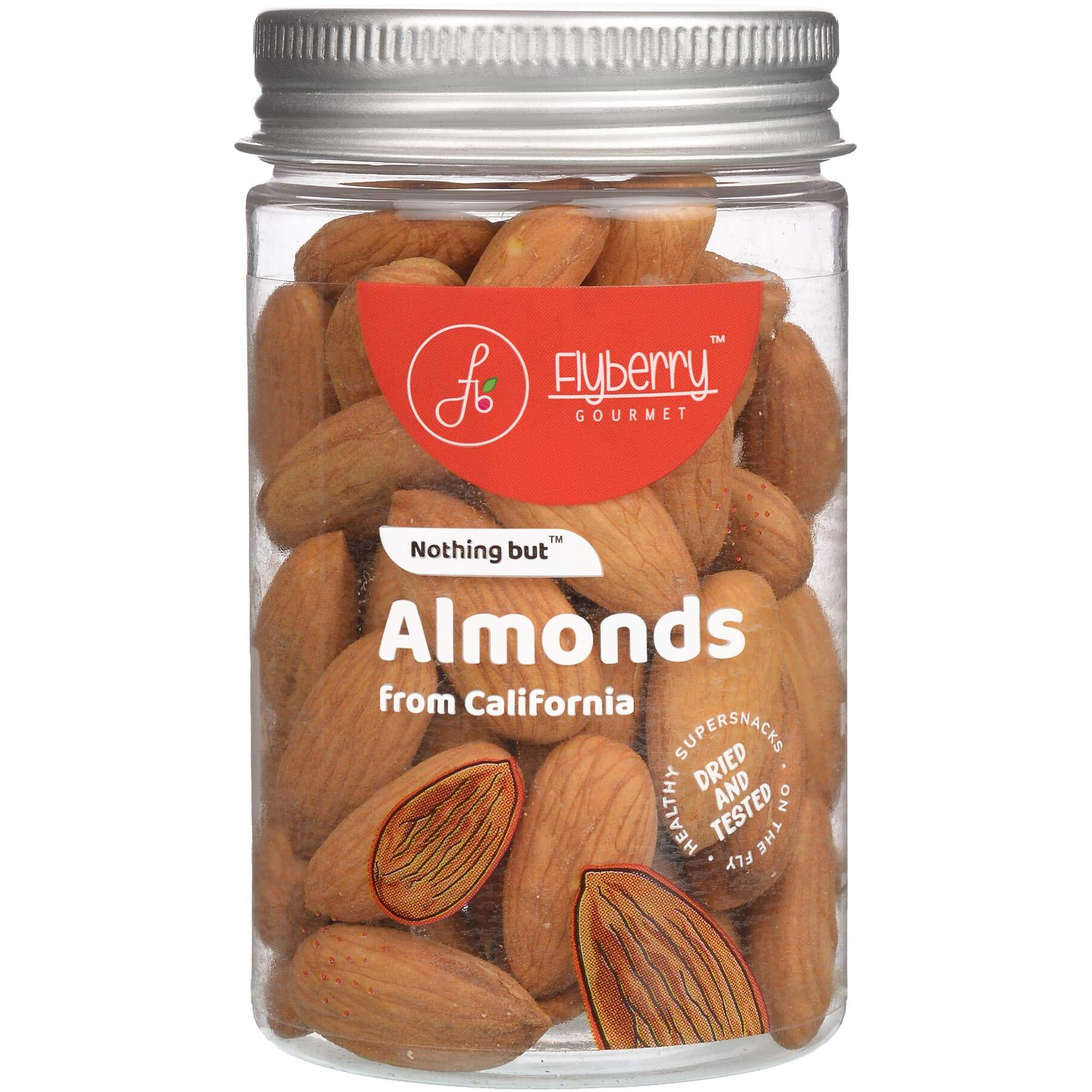 Flyberry Gourmet Premium California Jumbo Almonds, 100g |Rich in Protein, Magnesium and Dietary Fibre