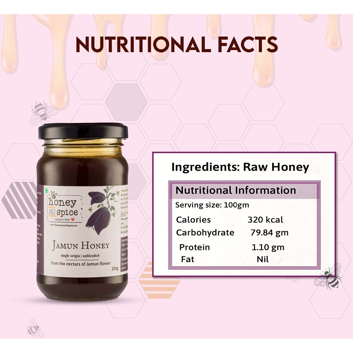 Honey and Spice Jamun Honey Pure & Natural 250 g