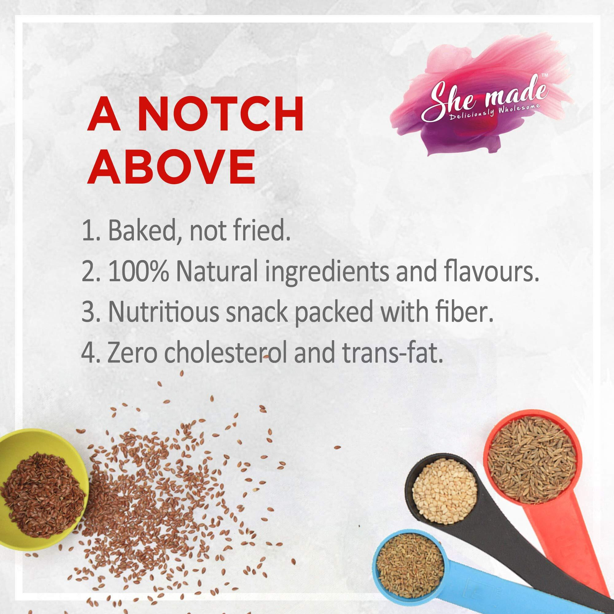 She Made Foods Crackers Biscuit - Pack of 2, Jeera Ajwain Flavour, Vegan & Gluten-Free Snack, Healthy Baked Crackers, Tasty Gourmet Bites (150 grams each)