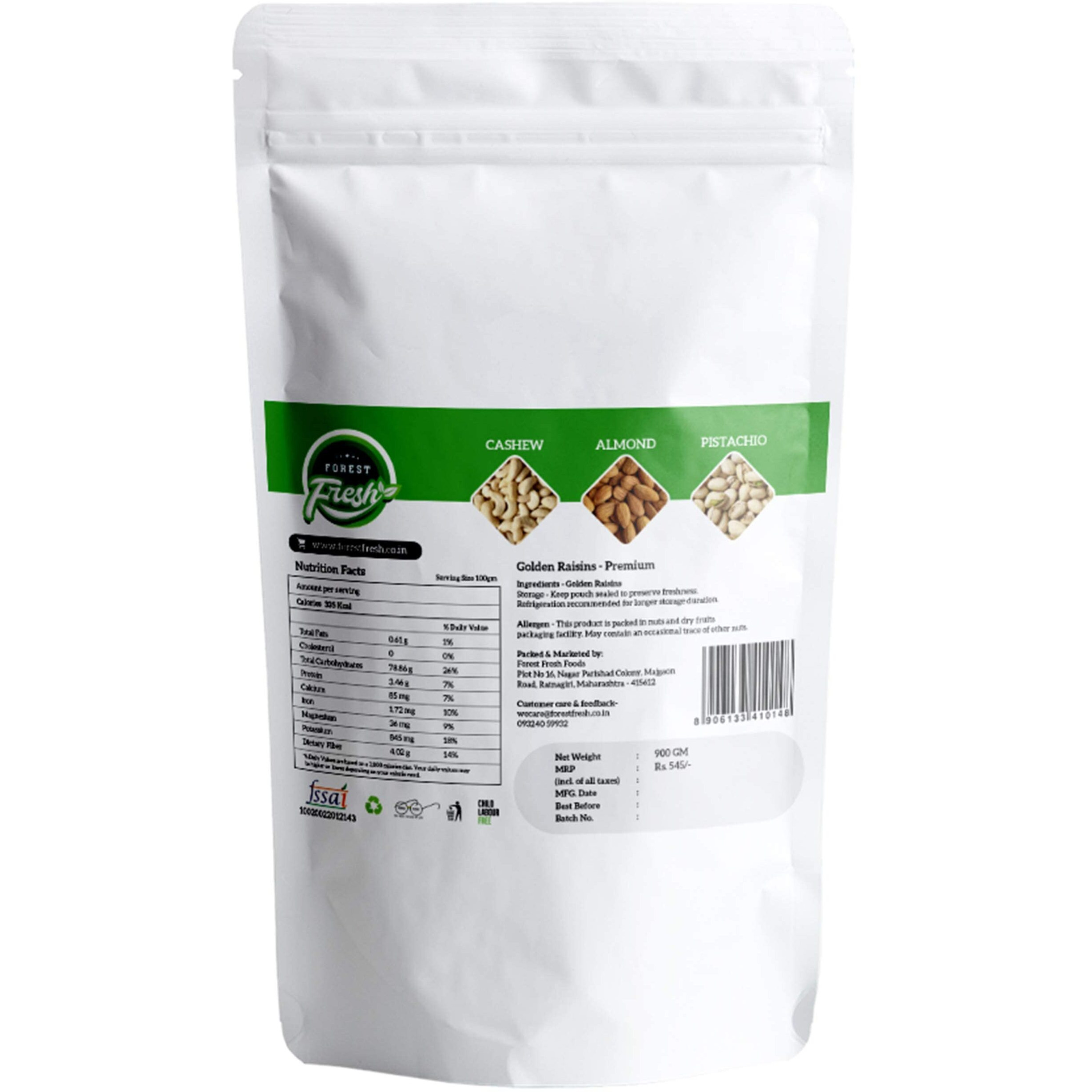 Forest Fresh Premium Golden Raisins (Kishmish) - 900g - Super Value Pack - Dry Fruits & Nuts