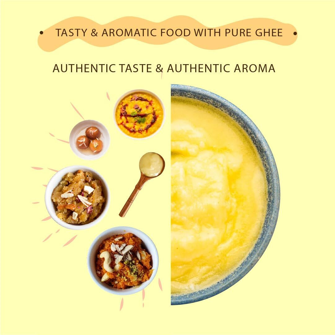 God Choice Organic Farms  Pure A2 Desi Cow Ghee 1 Litre | Cultured Desi Cow Ghee from Bilona Method | Curd Churned Organic Cow Ghee (Glass Jar)