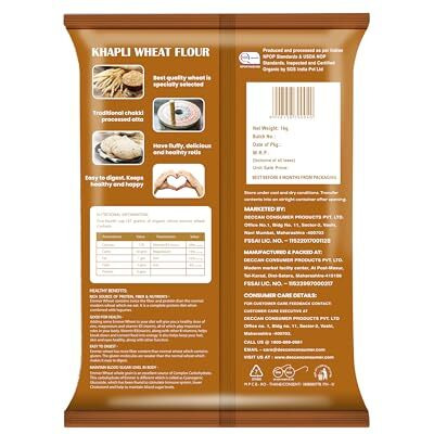 Deccan Organic Khapli Emmer Wheat Atta Flour, Brown, 1000 gm Pouch