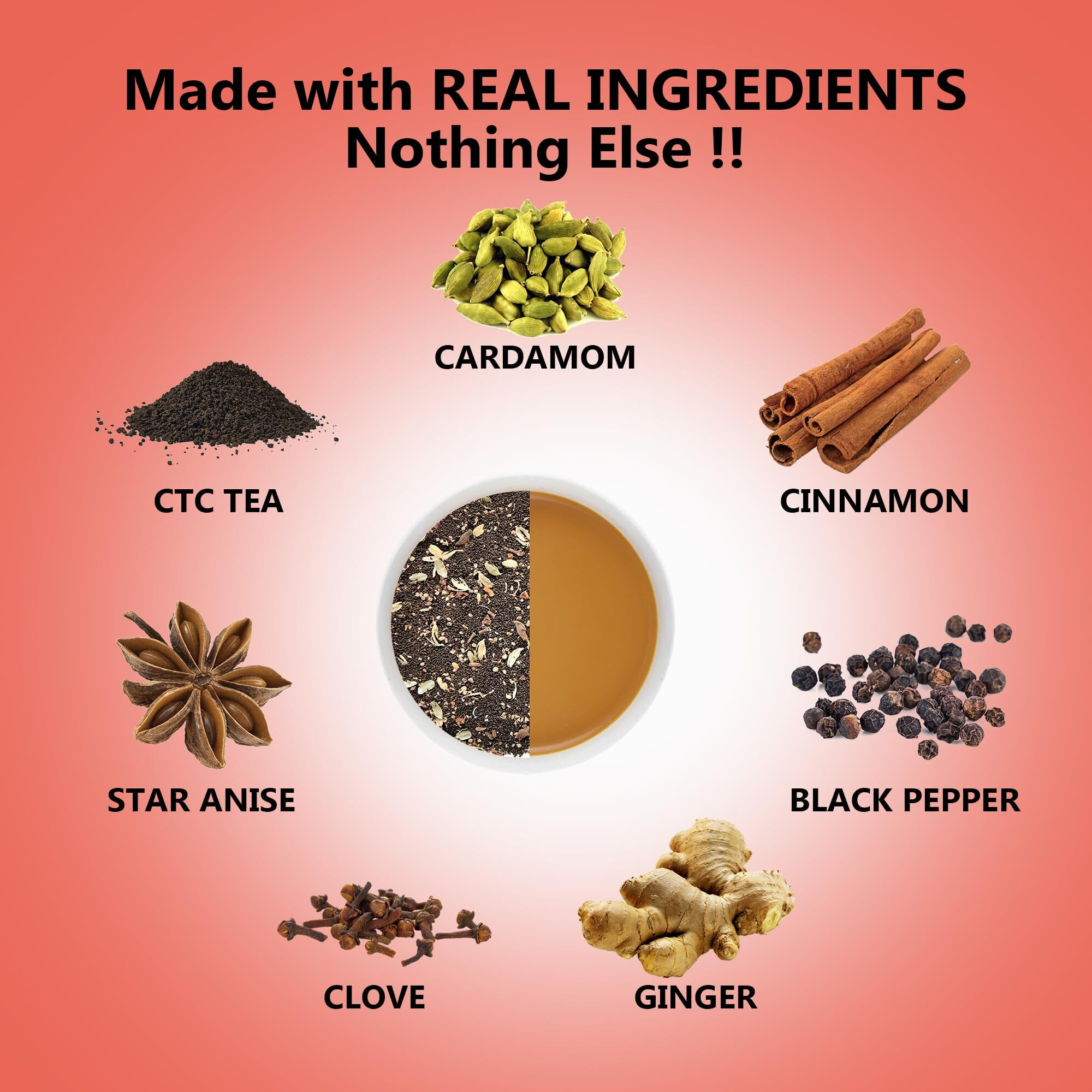 Tea Sense Royal Masala Chai | 200g Loose Tea | Kadak | CTC Tea, Ginger, Cardamom, Clove, Cinnamon, Black Pepper, Star Anise | 80+ Cups