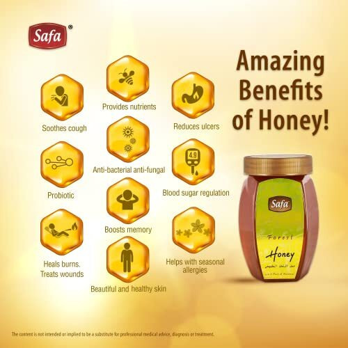 Safa Forest Honey | Organic Honey Raw Unprocessed 100% Pure Natural from Forests | Vegetarian Unheated Fresh | No Added Preservatives and Colours | Fresh Honey Immunity Boosters For Adults And Children | 500g PET Jar
