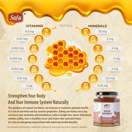 Safa Sidr Honey | Organic Honey Raw Unprocessed Premium Jujube Berry Honey | 100% Pure Natural Unfiltered | Long Lasting Energy, Enhance Workout & Exercise | Raw Unpasteurized for Maximum Potency 350g