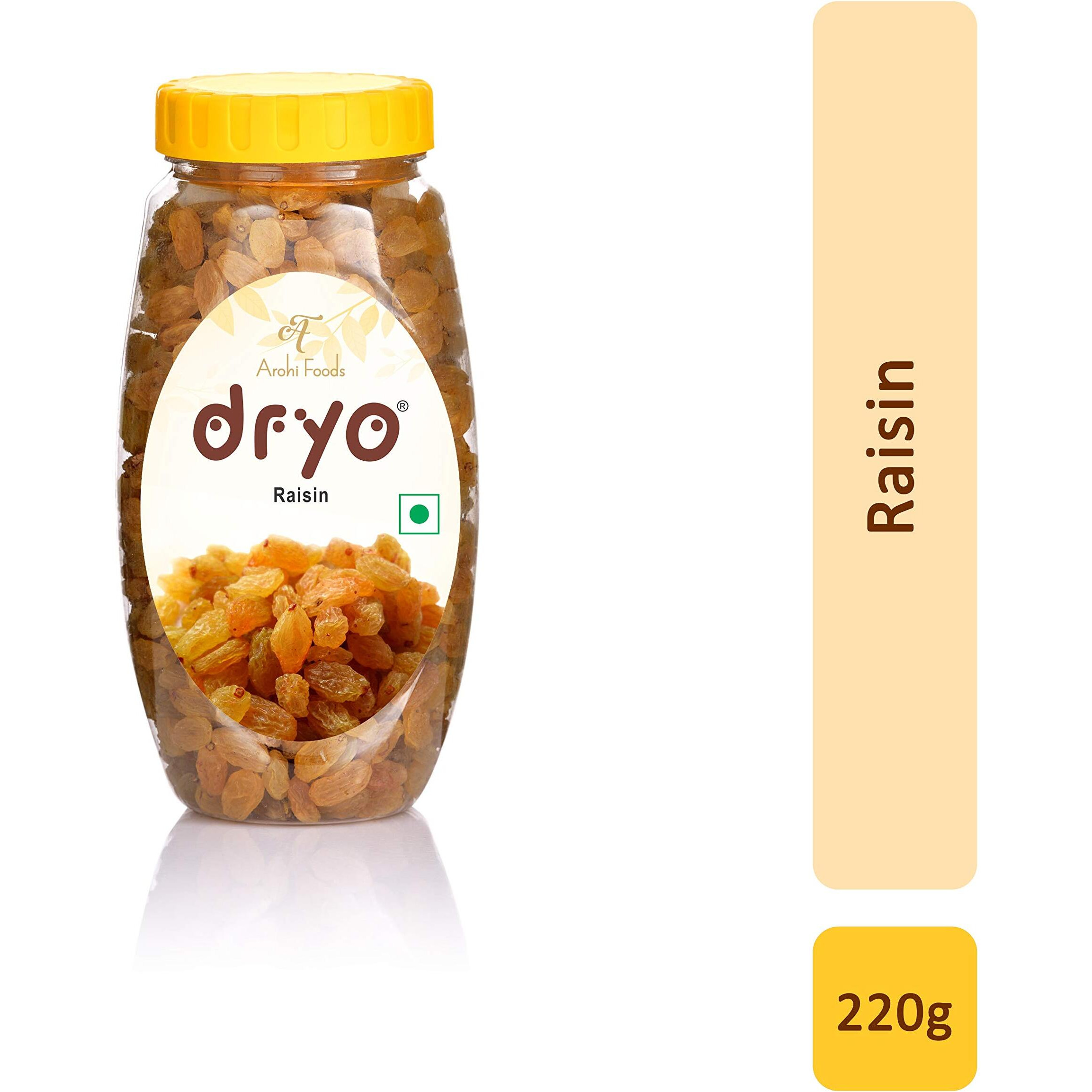 Dryo Premium Natural Healthy Raisin Kishmish, 250 gm, Dry fruit, Healthy snacks,Nuts Ready to eat, Vegan,Gluten free,Non Gmo,Trans fat free,Cholesterol free
