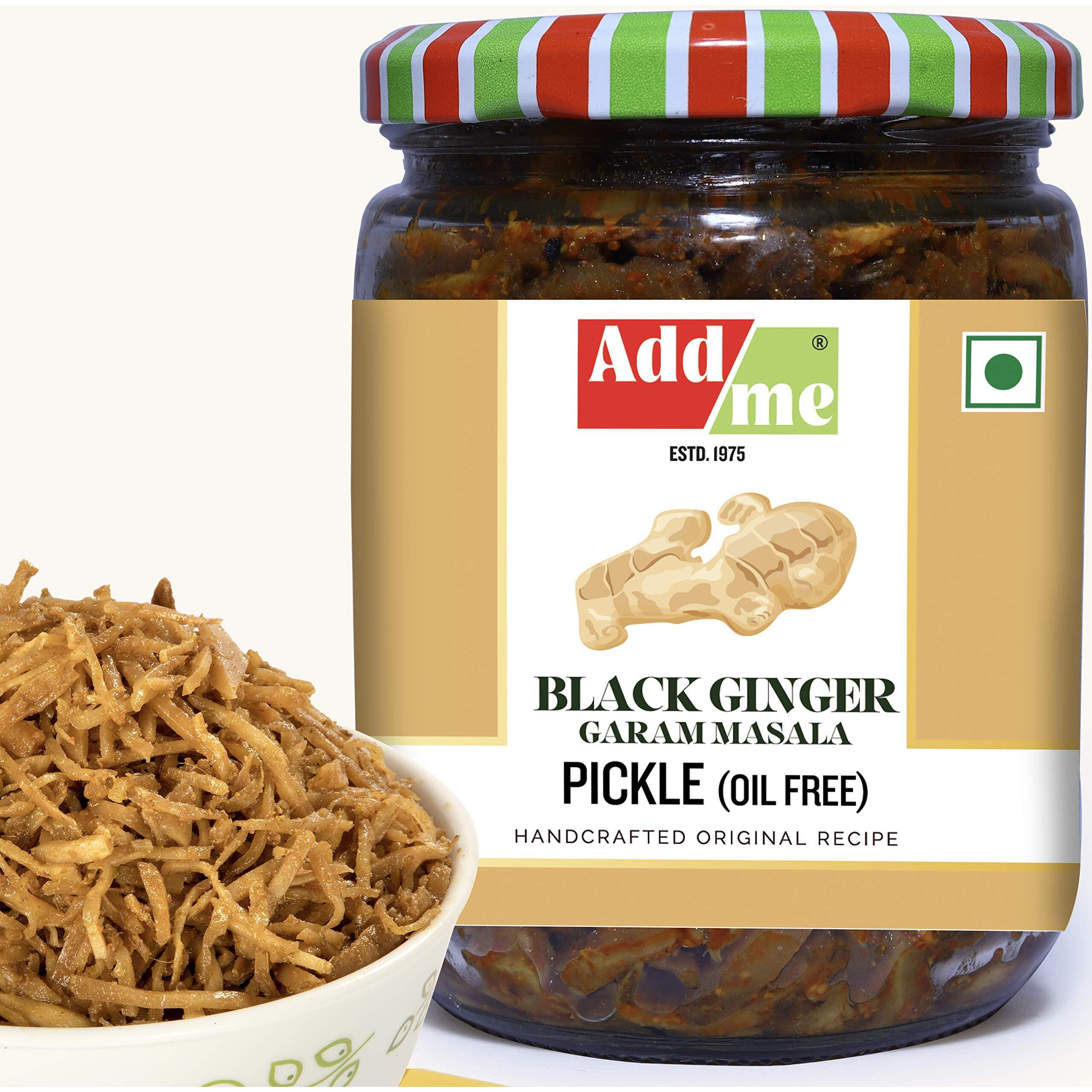 Add me Home Made Ginger Pickle Garam Masala 500gm Without Oil Adrak ka Achar Glass jar