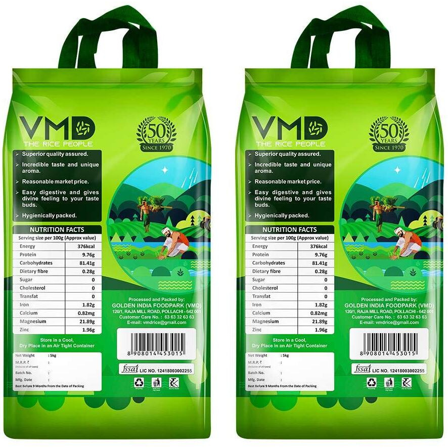 VMD Rajabhogam SONA MASURI Boiled Rice (Pack of 2 - 5 Kgs) - 10Kgs (Indias Best Rice)
