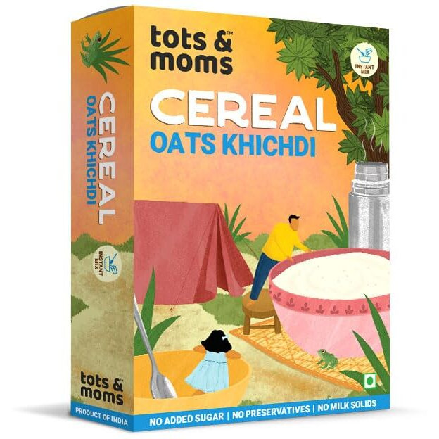 Tots & Moms Instant Oats Khichdi Cereal for kids 200g | Easily Digestible - Protein & Fibre Rich | No Sugar No Salt - Preservative Free - Travel Friendly | Flavoured with Cumin & Pepper