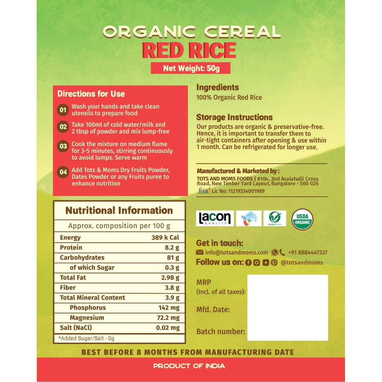 TOTS AND MOMS Healthy Cereals Trial Combo | Organic and Preservatives free, Healthy Cereal | 4Packs