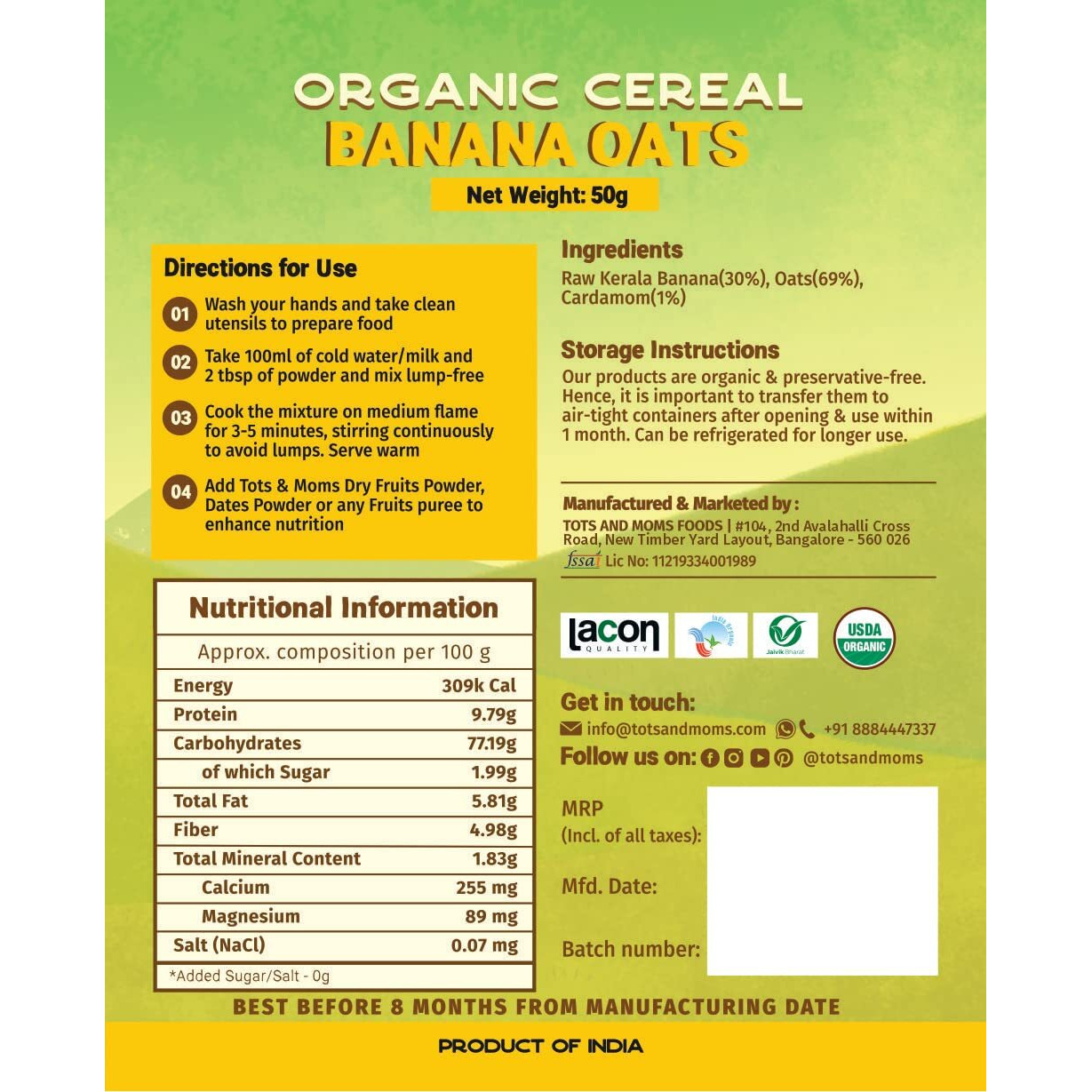 TOTS AND MOMS Healthy Cereals Trial Combo | Organic and Preservatives free, Healthy Cereal | 4Packs