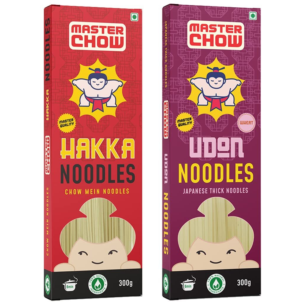 MasterChow Chinese Hakka & Udon Noodle Pack | All-Natural | Not Fried | 300g Each