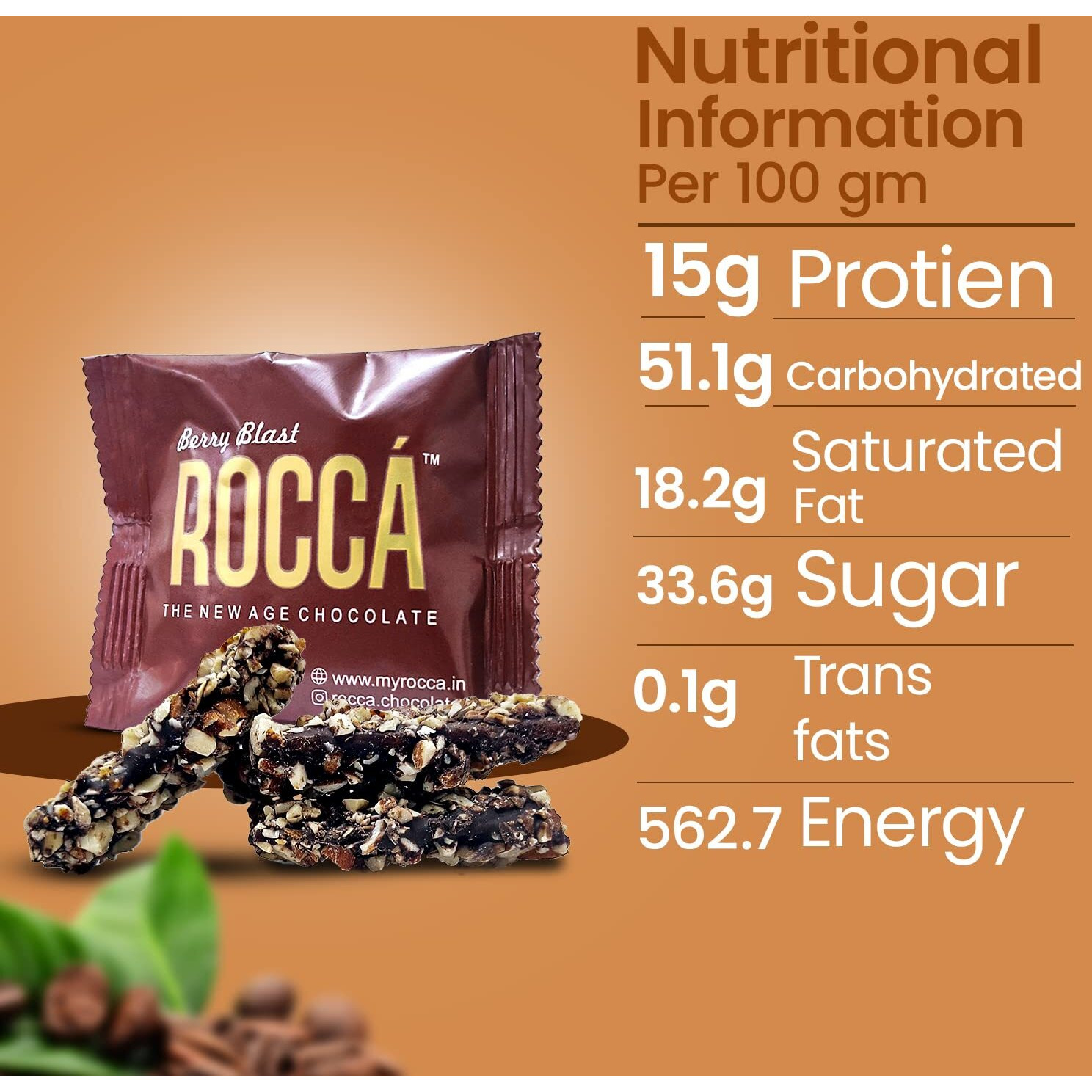 Rocca Chocolates | Coffee Brittle Pack of 6 | Gourmet Dark Chocolate with Caramel, Roasted Almonds & Coffee Beans | As Seen on Shark Tank | Chocolate Gifting | Gluten Free | 50% Nuts - 108Gms