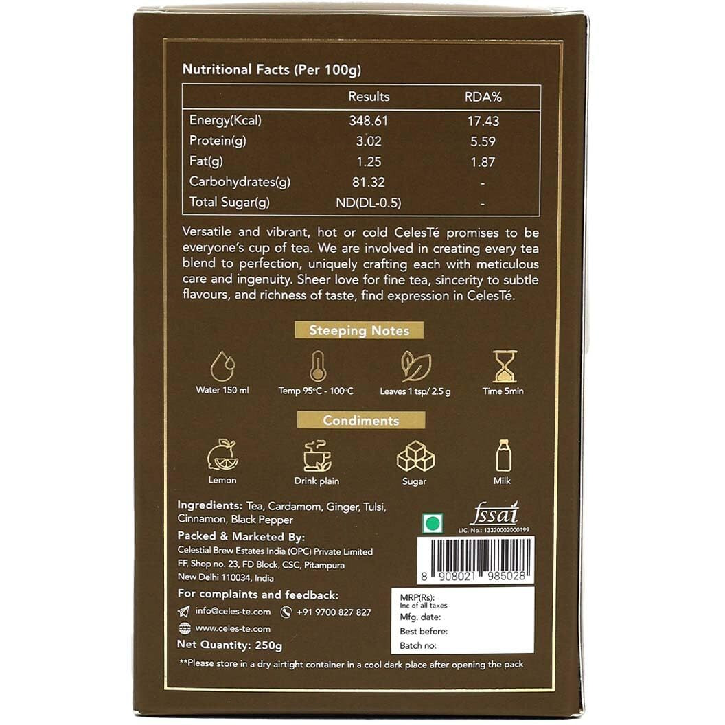 Sattva Ananda Masala Chai (250gms) | Blend of Assam and Darjeeling Tea | 100% Natural Ingredients | Cardamom, Ginger, Tulsi, Cinnamon, Black Pepper