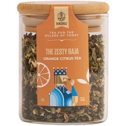 Hindraj Orange Green Tea (The Zesty Raja) | Organic Ice Tea | Loose Tea Leaves | Natural Ingredients Fruit Tea | No Added Sugar (30 g - Pack of 1)