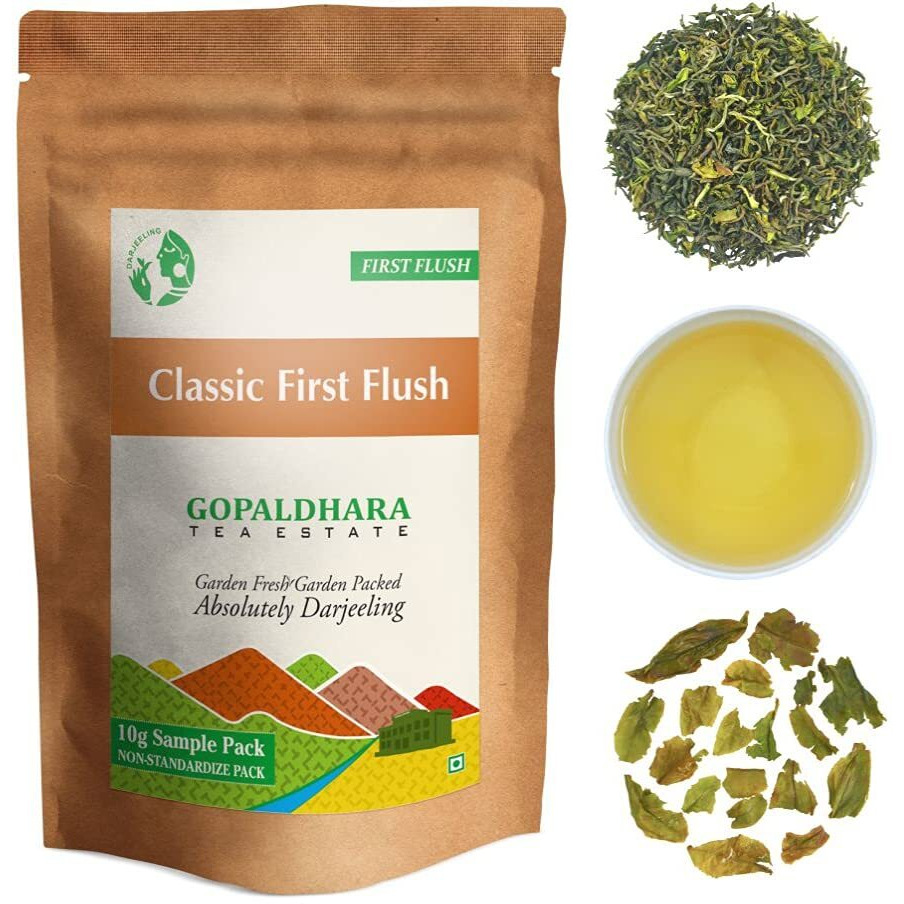 GOPALDHARA Darjeeling Classic Teas Sample Pouches (Pack Of 6 Teas - 10 Grams Each) - Special Ftgfop1 Teas Highest Elevation (7000Ft.), Chai Tea, Loose Leaves