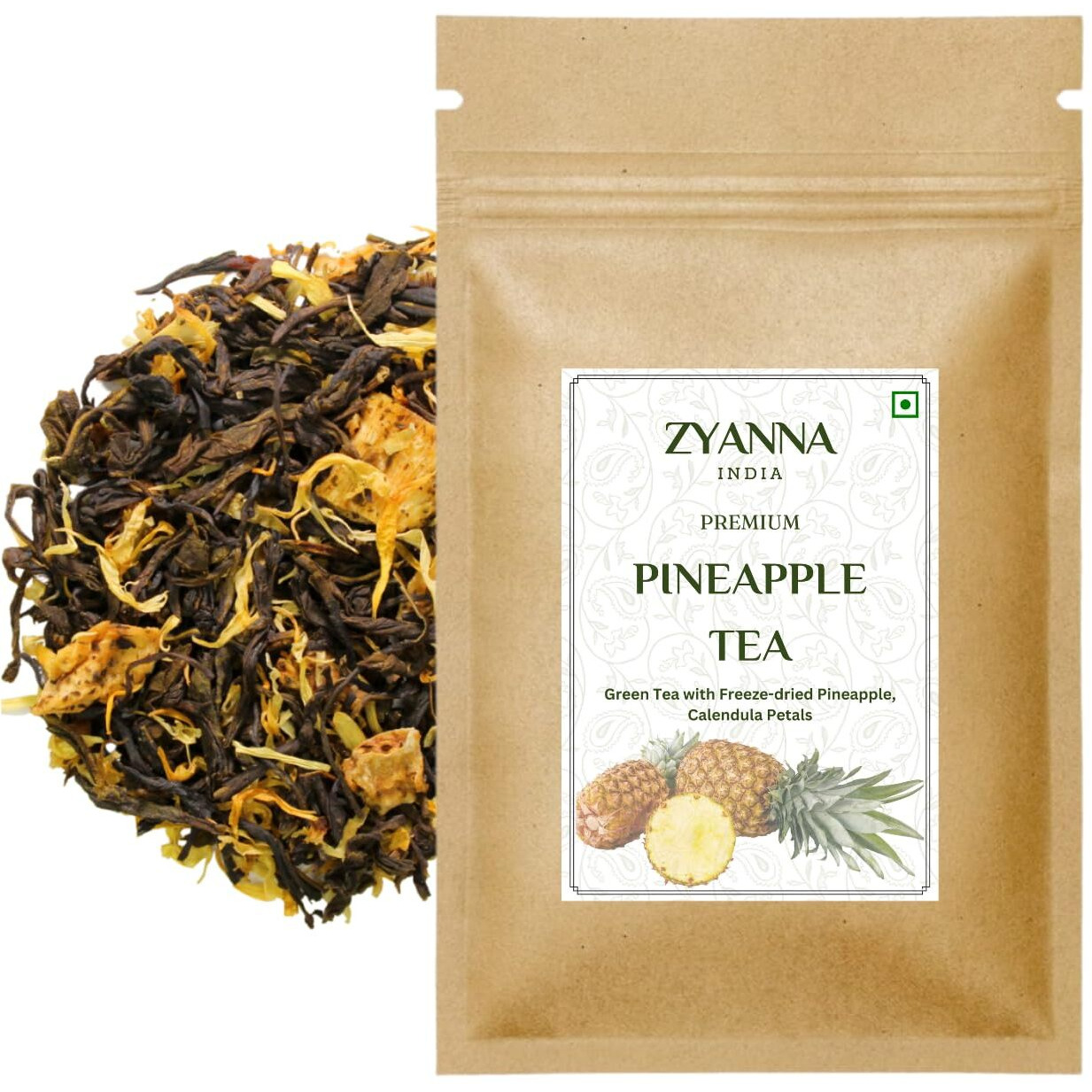ZYANNA Premium Tea Loose Leaves (Pineapple Green Tea, 100 Gm)