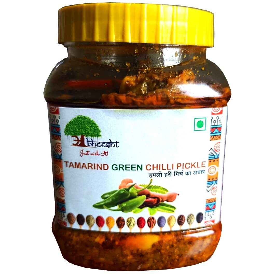 Abheesht Tamarind Green Chilli Pickle 400g | Homemade Traditional Achar | Imli Hari Mirch Achar | Pickles in Mustard Oil