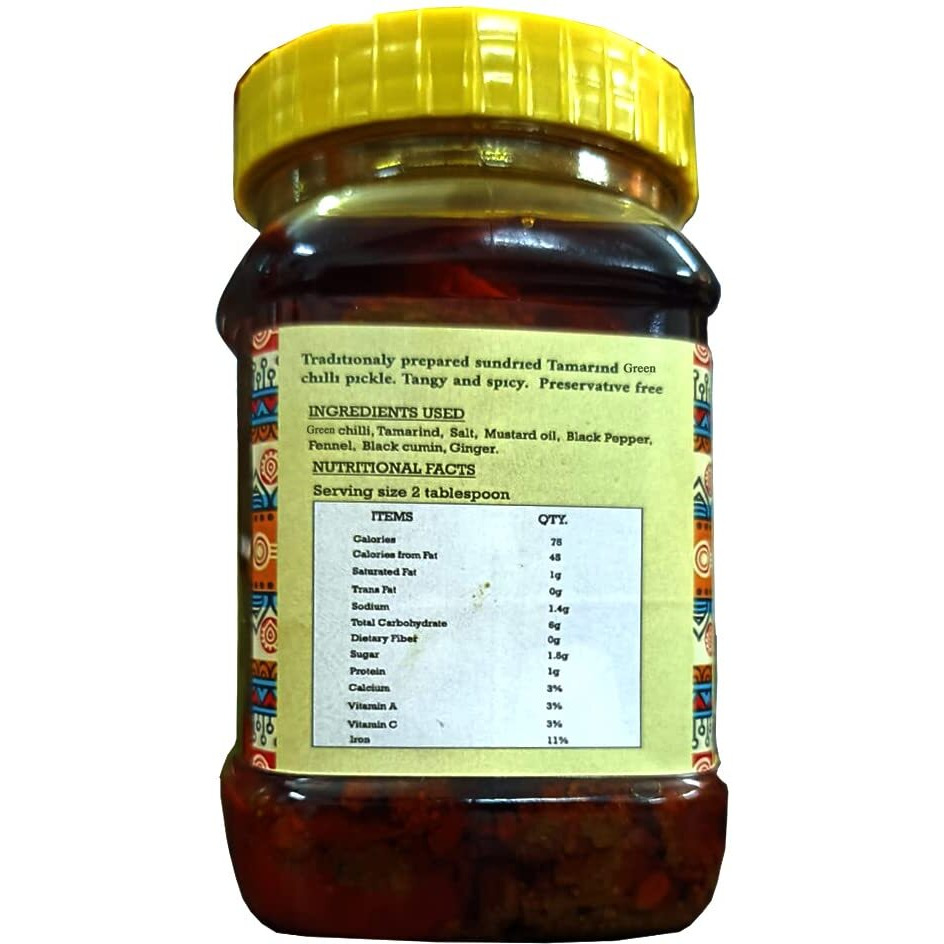 Abheesht Tamarind Green Chilli Pickle 400g | Homemade Traditional Achar | Imli Hari Mirch Achar | Pickles in Mustard Oil