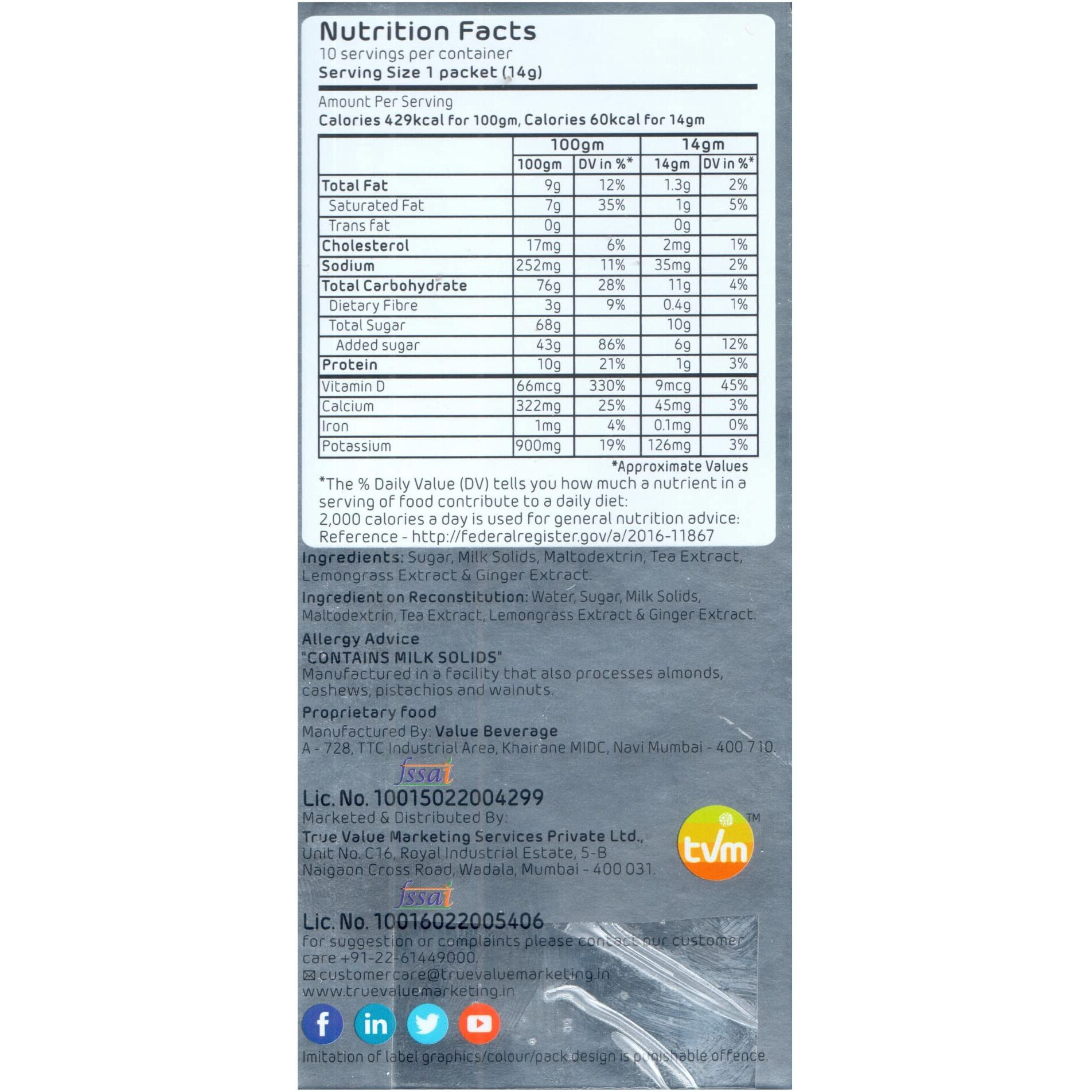 GnB GRANULES n BEANS Lemongrass Ginger Chai Instant Tea Premix - (10 Sachet X 14G  140 Gram) (Pack Of 3)