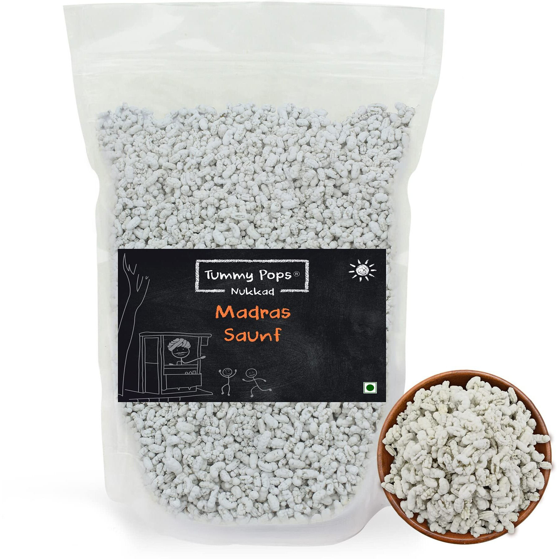Tummy Pops | Madras Saunf - 950gm Pouch | After Meal Digestives Mukhwas Mouth Fresheners, Handmade & Sun-Dried Sweet Fennel Seeds Saunf Mouth Fresheners | Hygienically Prepared & Packed