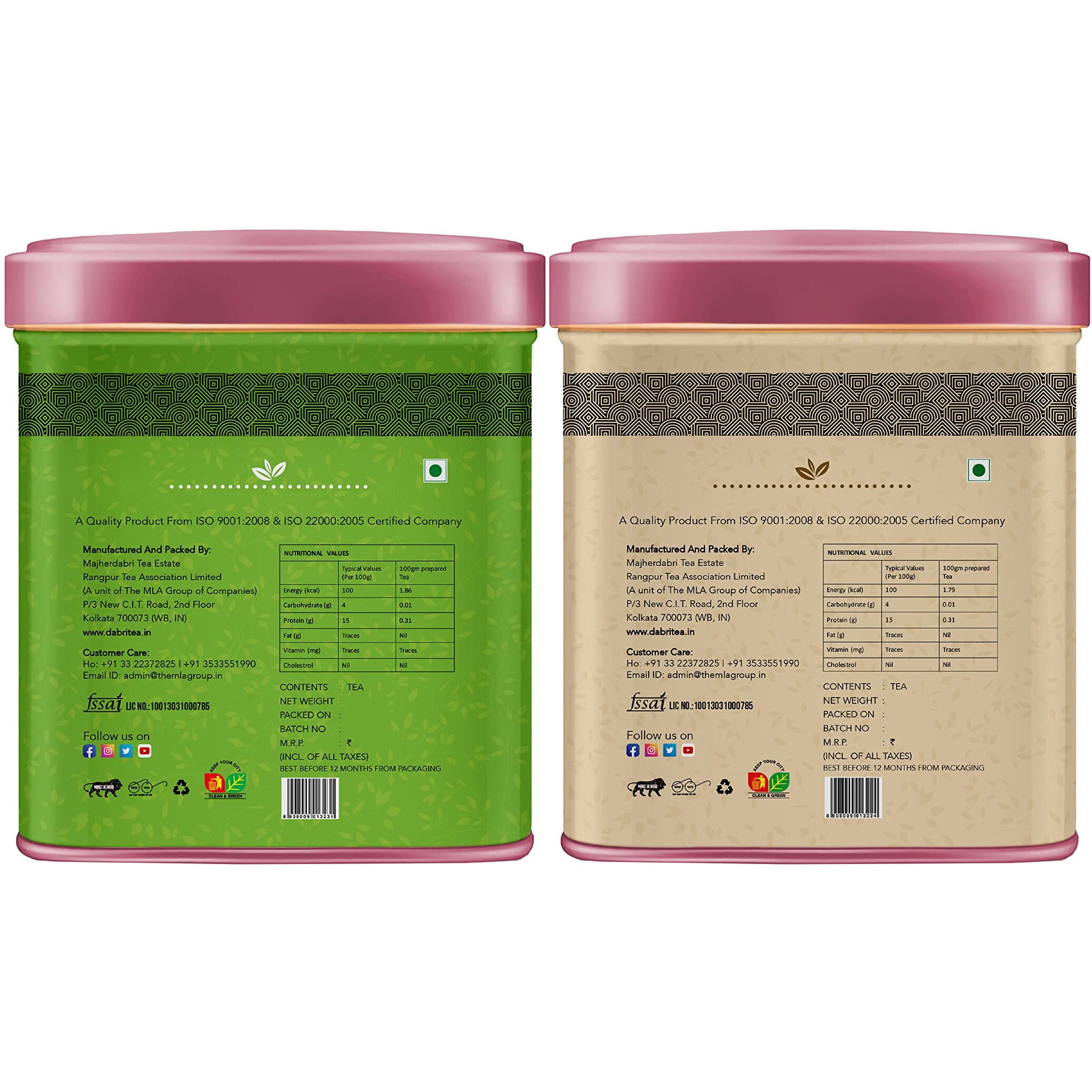 DABRI Original Green Tea And Rose Green Tea Loose Leaves Combo Of 2 Boxes (40 gram Each)